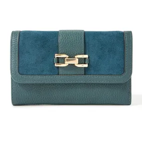 Accessorize London Women's Faux Leather Teal Snaffle Wallet