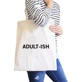 Adult-ish Natural Canvas Bag Trendy Varsity Bag For College Student