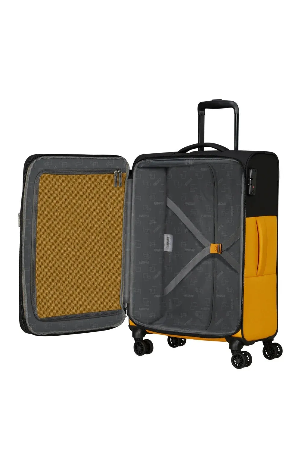 American Tourister Daring Dash 67cm Medium Spinner - Expandable | Black/Yellow