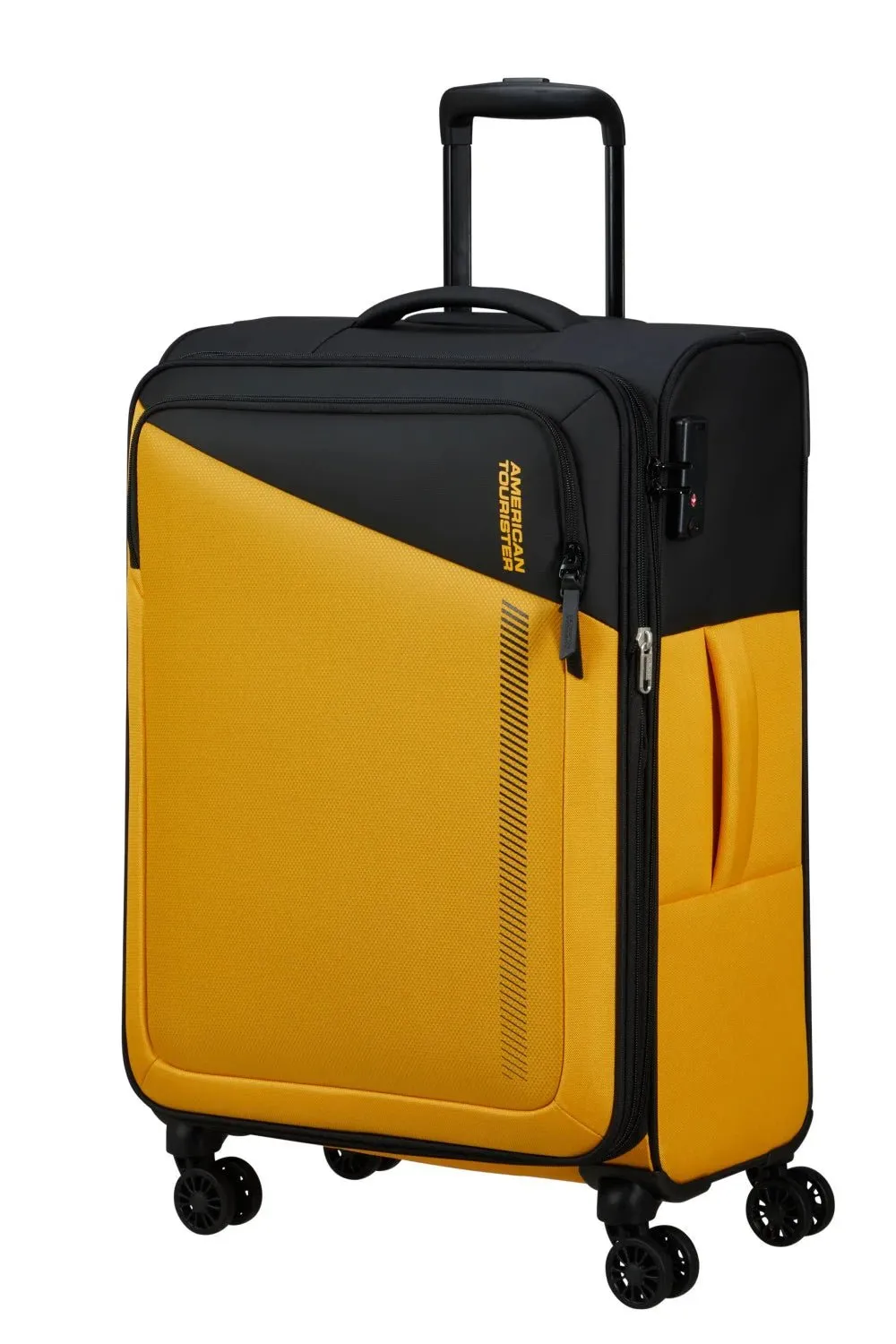 American Tourister Daring Dash 67cm Medium Spinner - Expandable | Black/Yellow