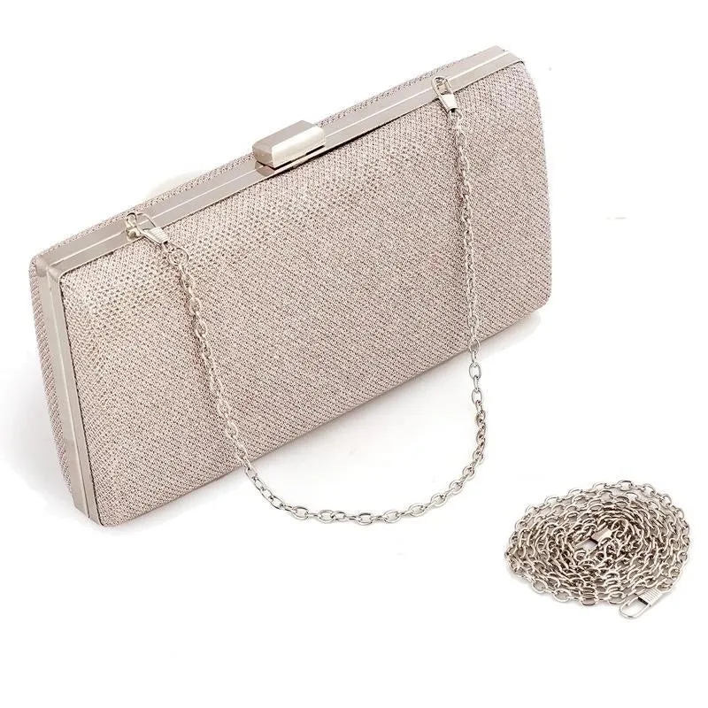 Black Champagne Silver Solid Color Square Evening Bags