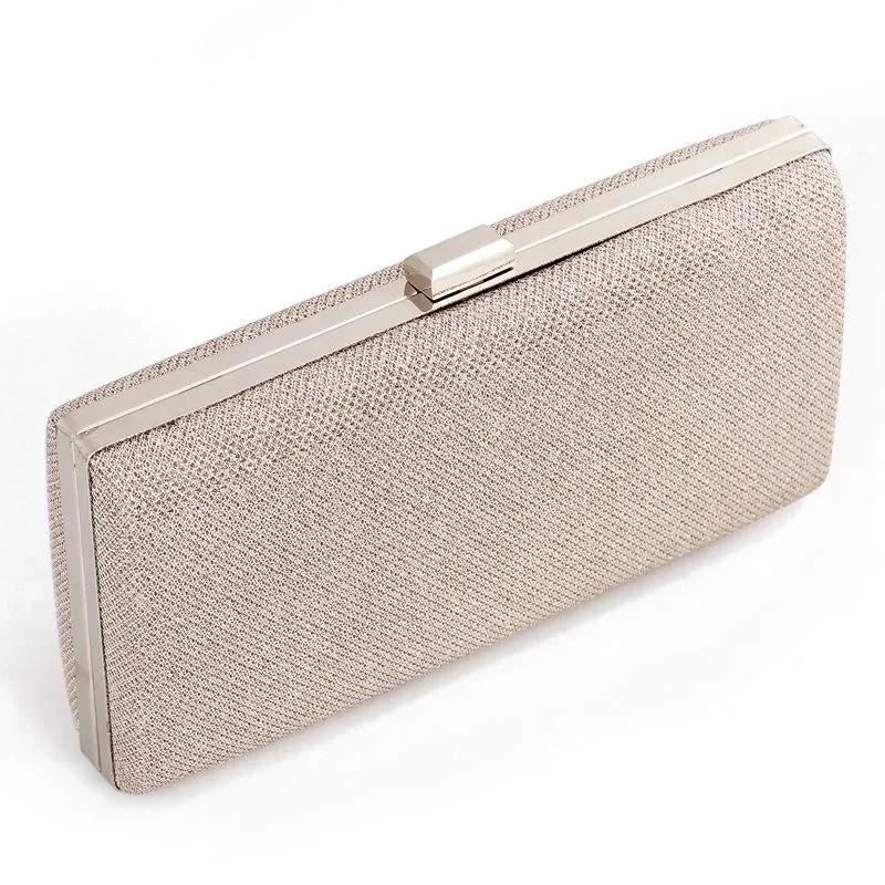 Black Champagne Silver Solid Color Square Evening Bags