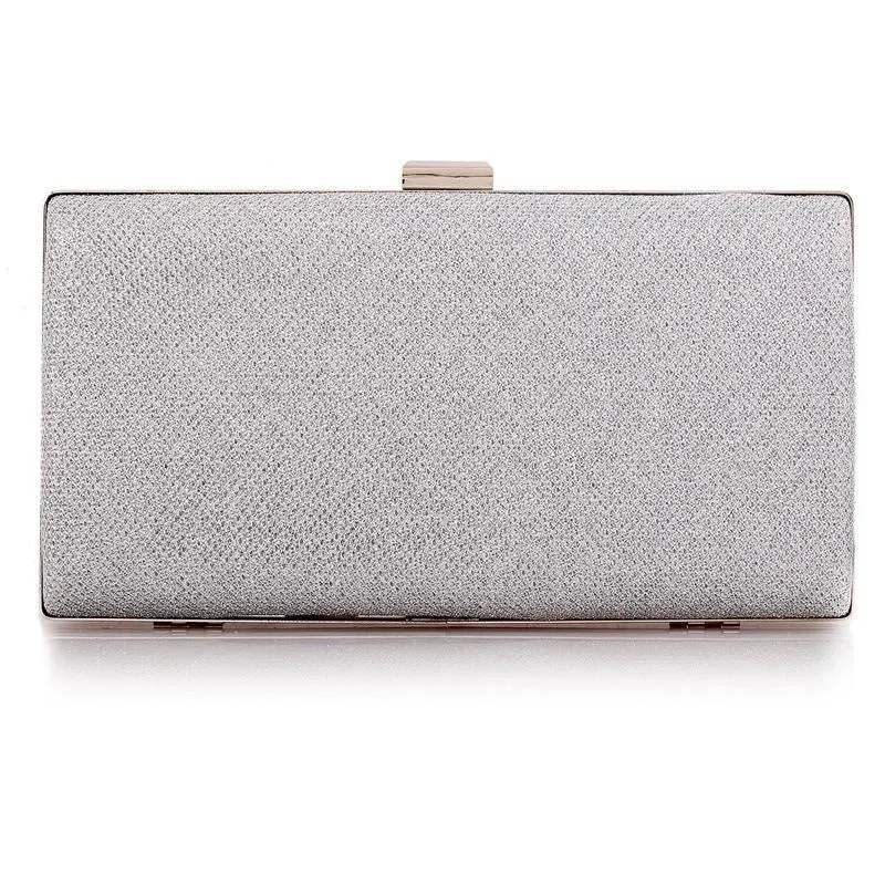 Black Champagne Silver Solid Color Square Evening Bags