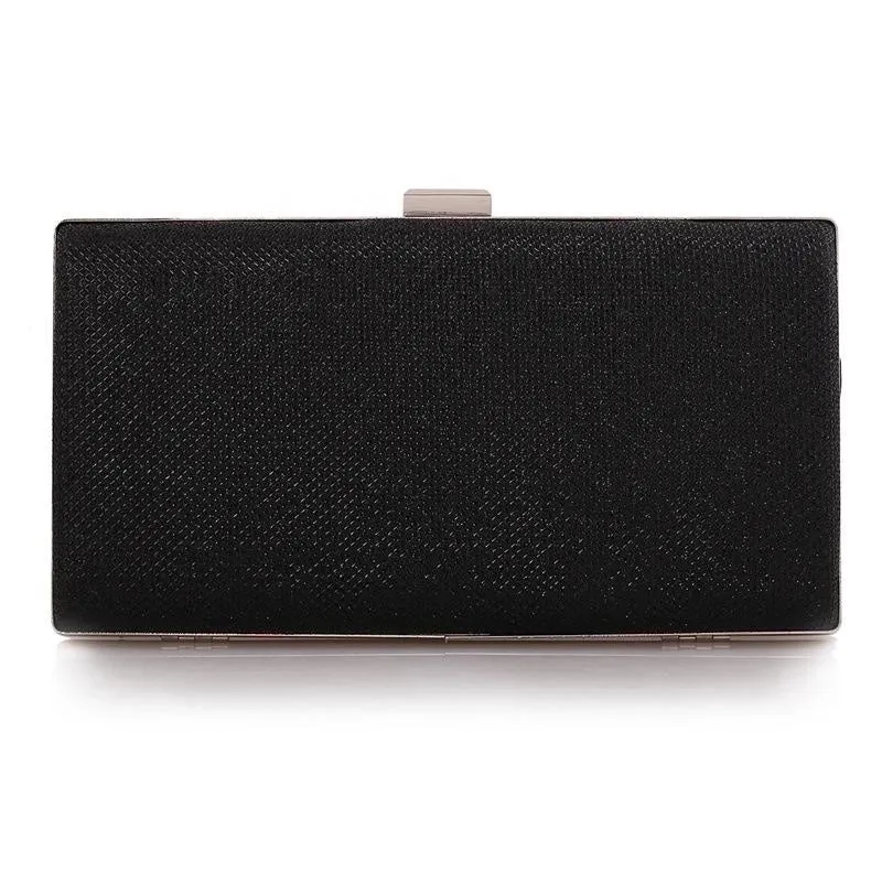 Black Champagne Silver Solid Color Square Evening Bags