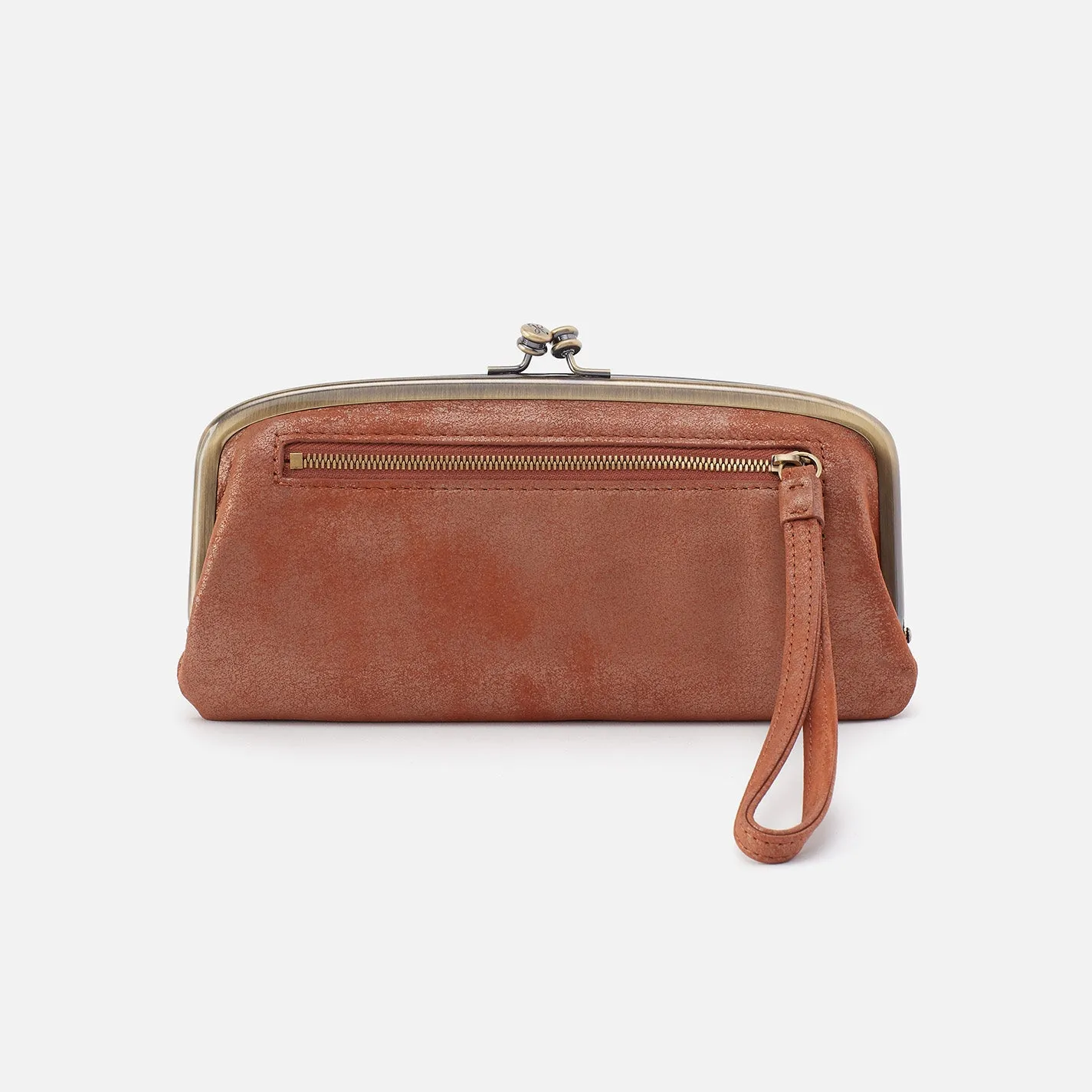 Cora Large Frame Wallet In Metallic Leather - Patina