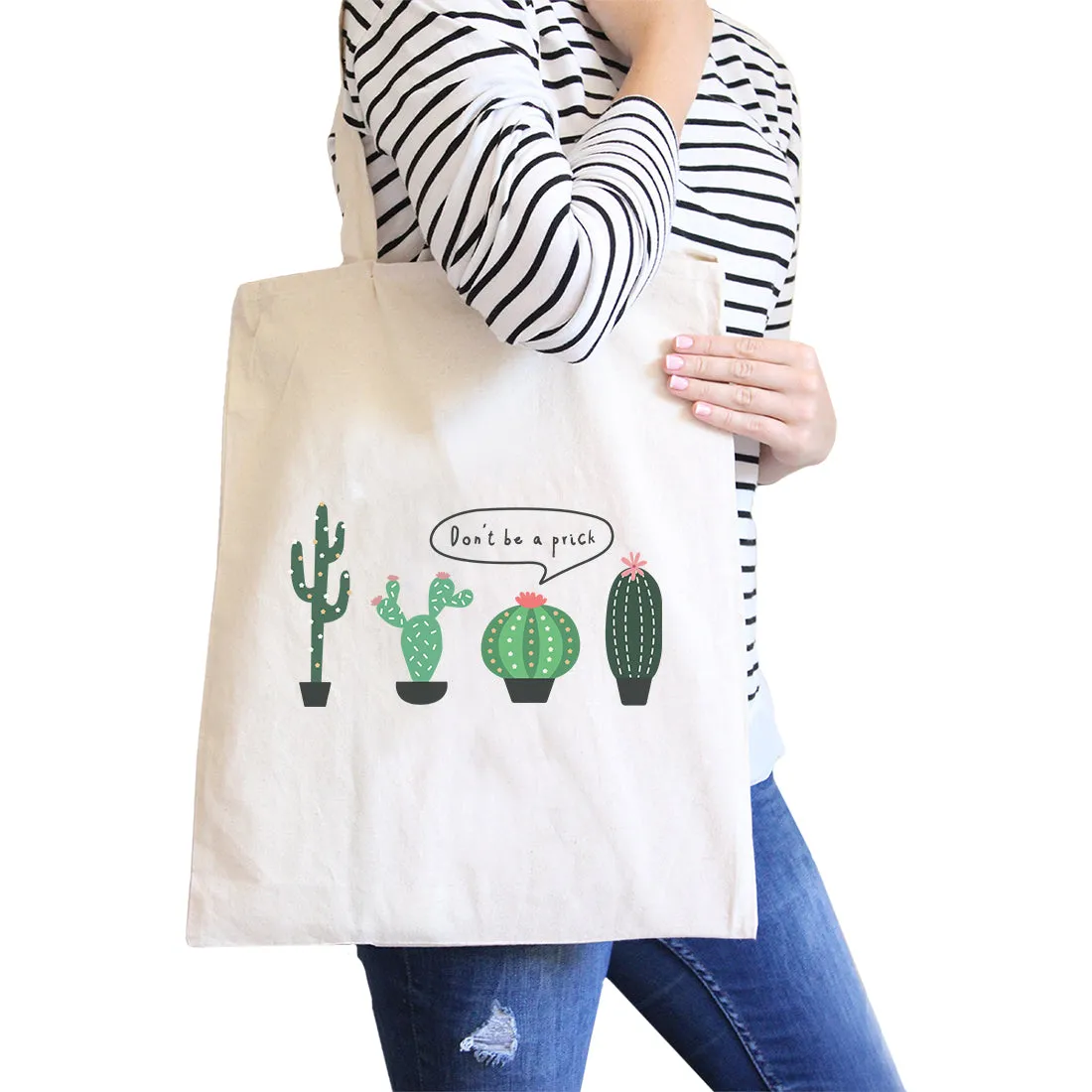 Don't Be a Prick Cactus Canvas Shoulder Bag Funny School Tote Gifts