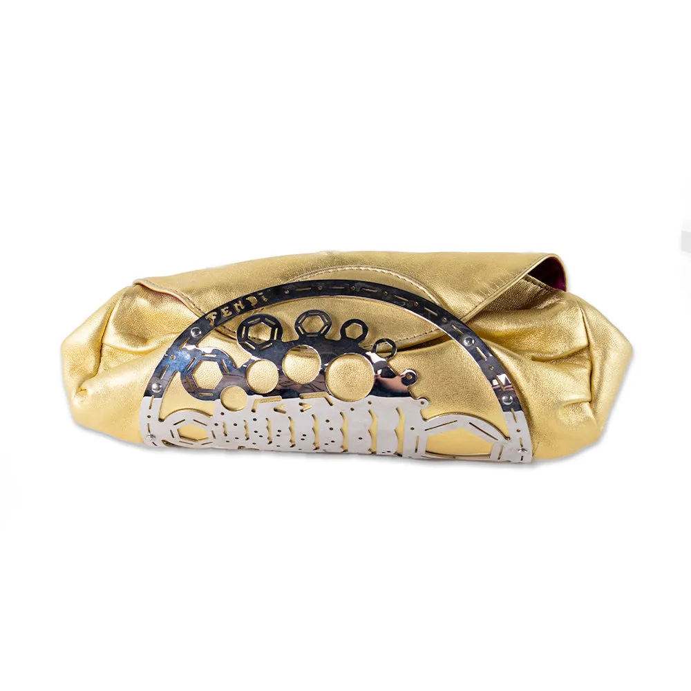 Fendi Gold and Silver Lobster Evening Clutch