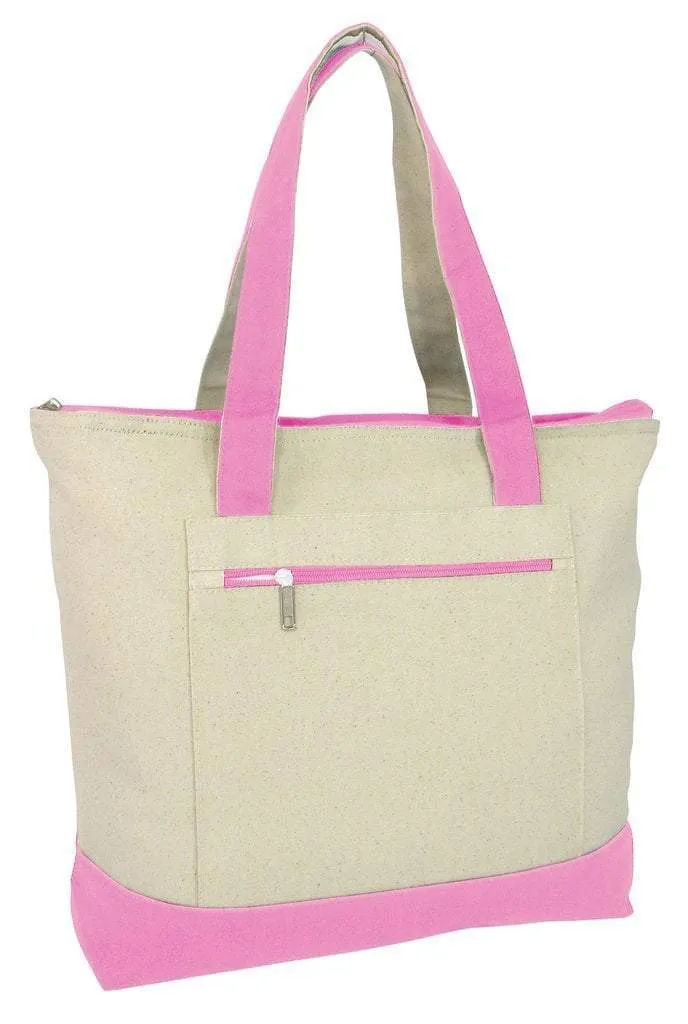 Heavy Canvas Zippered Shopping Tote Bags