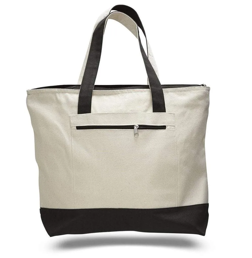 Heavy Canvas Zippered Shopping Tote Bags