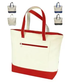 Heavy Canvas Zippered Shopping Tote Bags