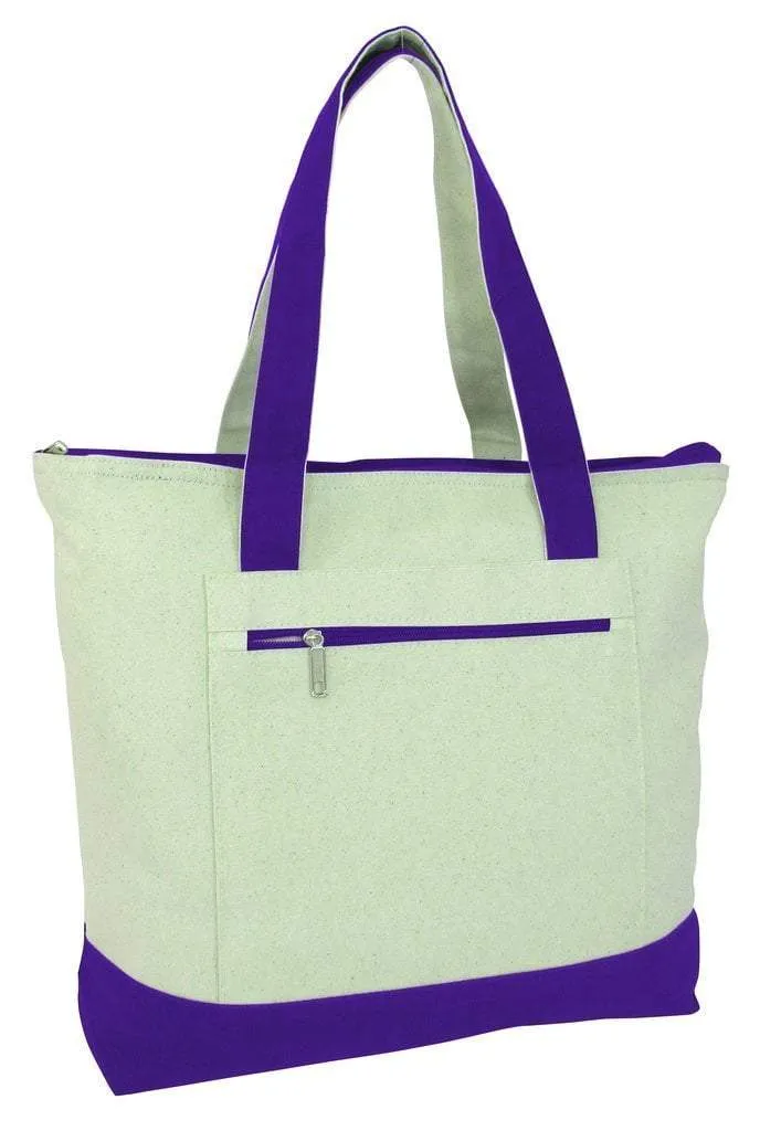 Heavy Canvas Zippered Shopping Tote Bags