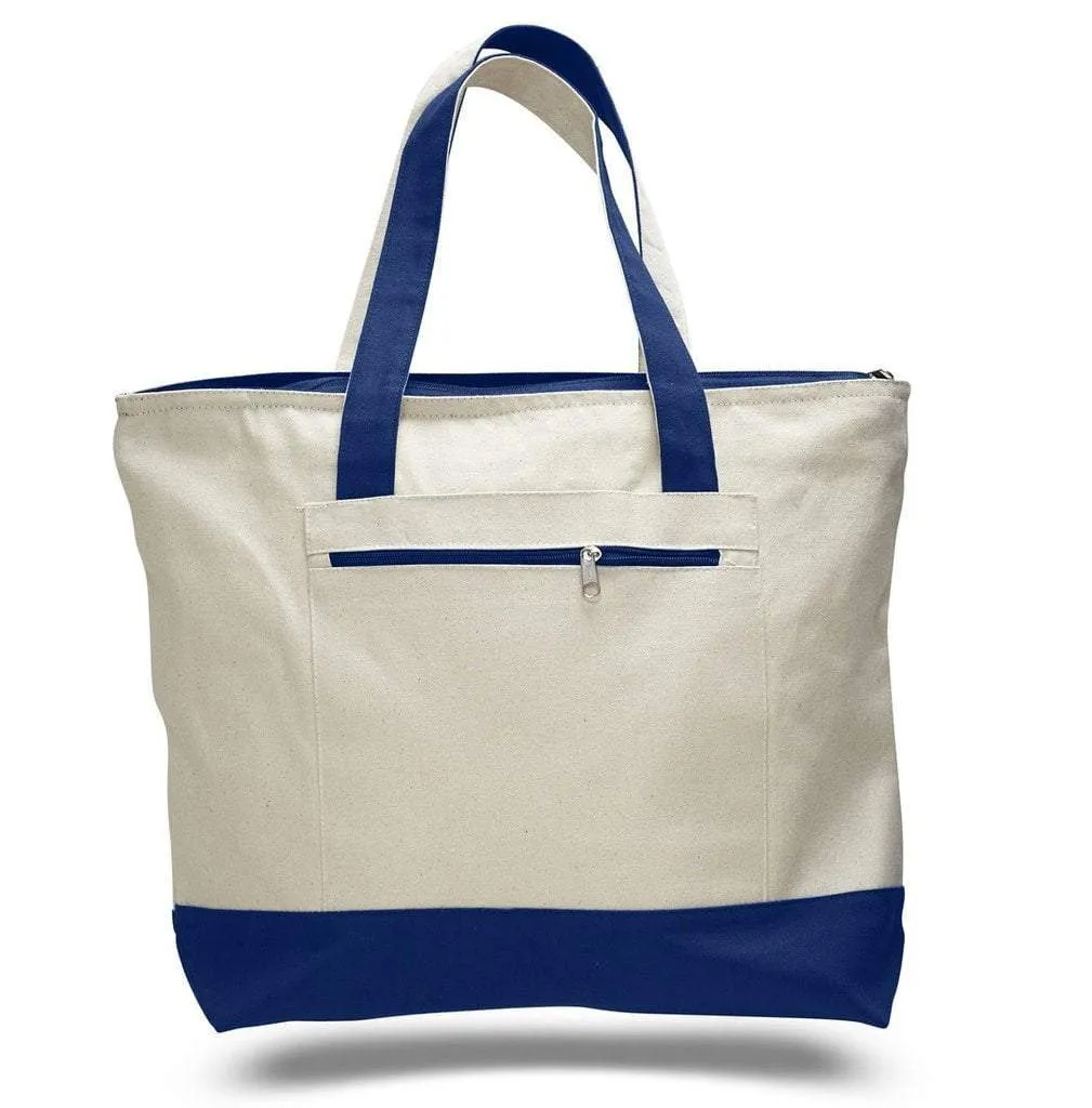 Heavy Canvas Zippered Shopping Tote Bags