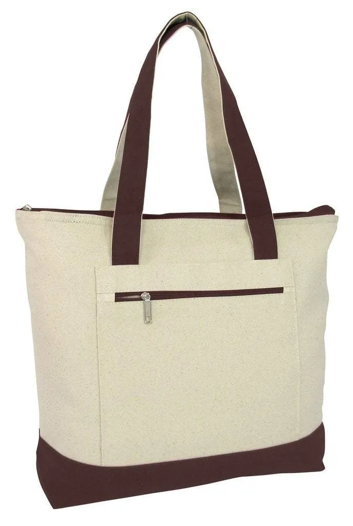 Heavy Canvas Zippered Shopping Tote Bags