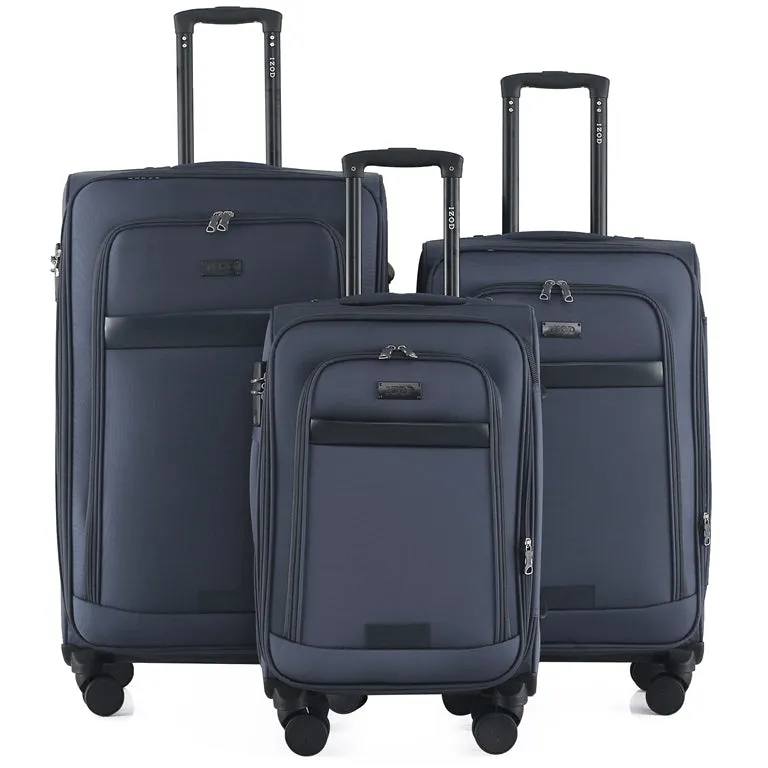 IZOD Noah Soft Shell Lightweight Expandable 360 Dual Spinning Wheels Combo Lock 28", 24", 20" 3 Piece Luggage Set