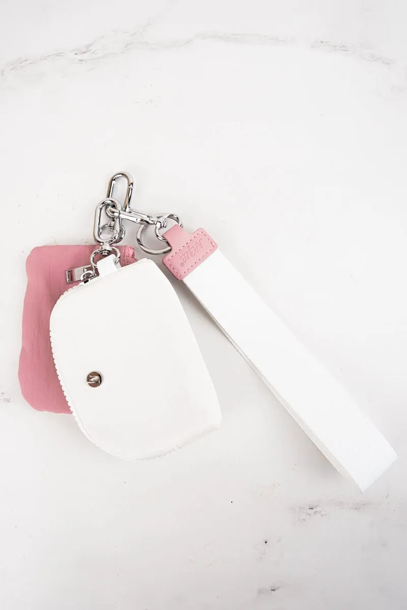 NGIL Pink and White Dual Pouch Wristlet