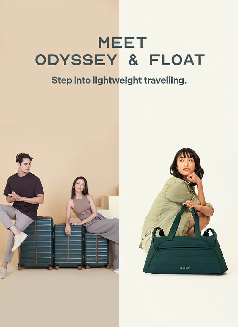 Odyssey Set of 3 & Float Duffle Combo | Forest Green | Cab Med Lar Hard Luggage & Duffle