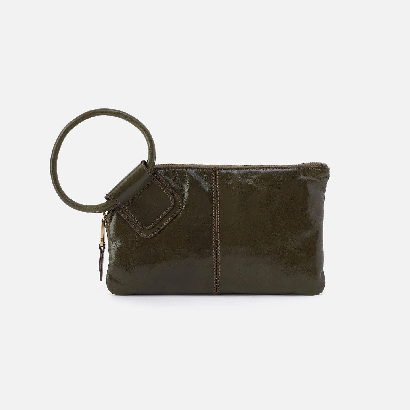 Sable Wristlet In Polished Leather - Deep Moss