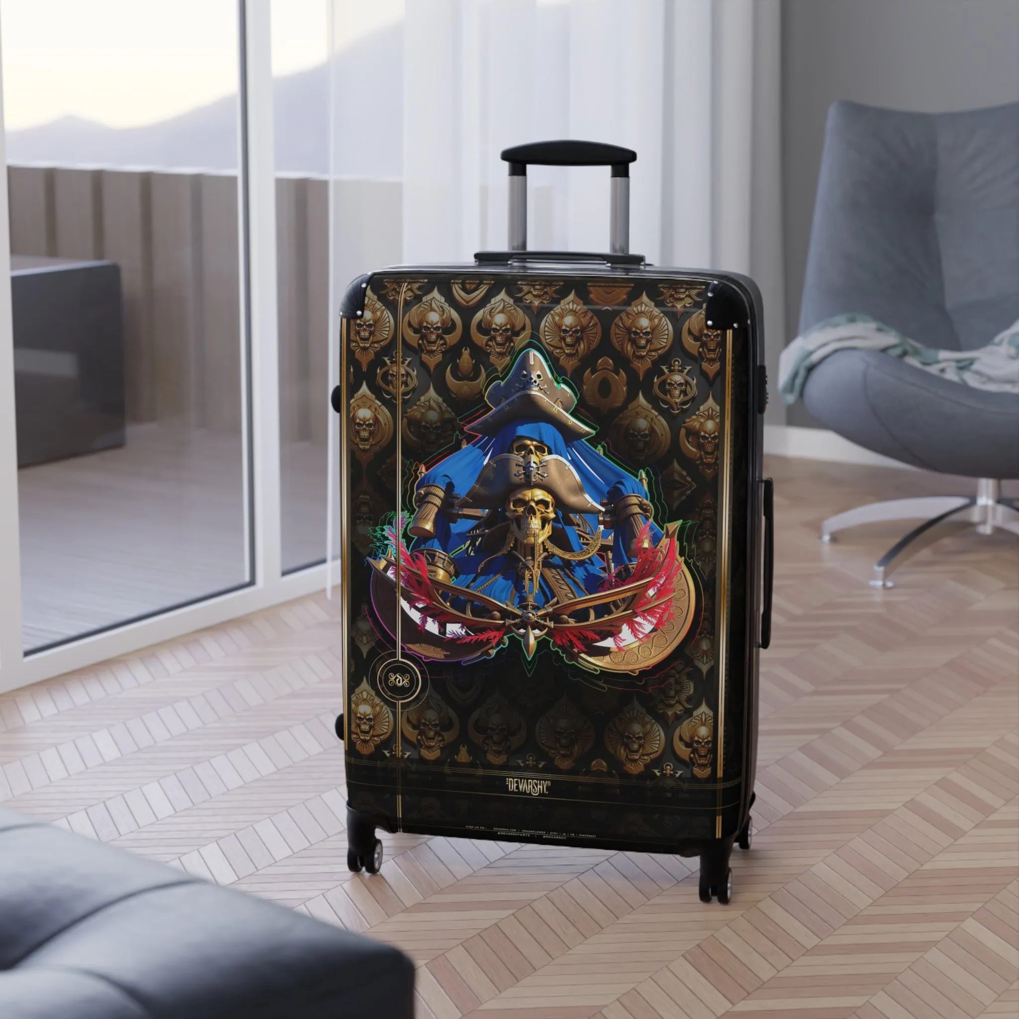 Skull Sailor Suitcase Carry-on Suitcase Gothic Travel Luggage Luxury Hard Shell Suitcase in 3 Sizes | D20198