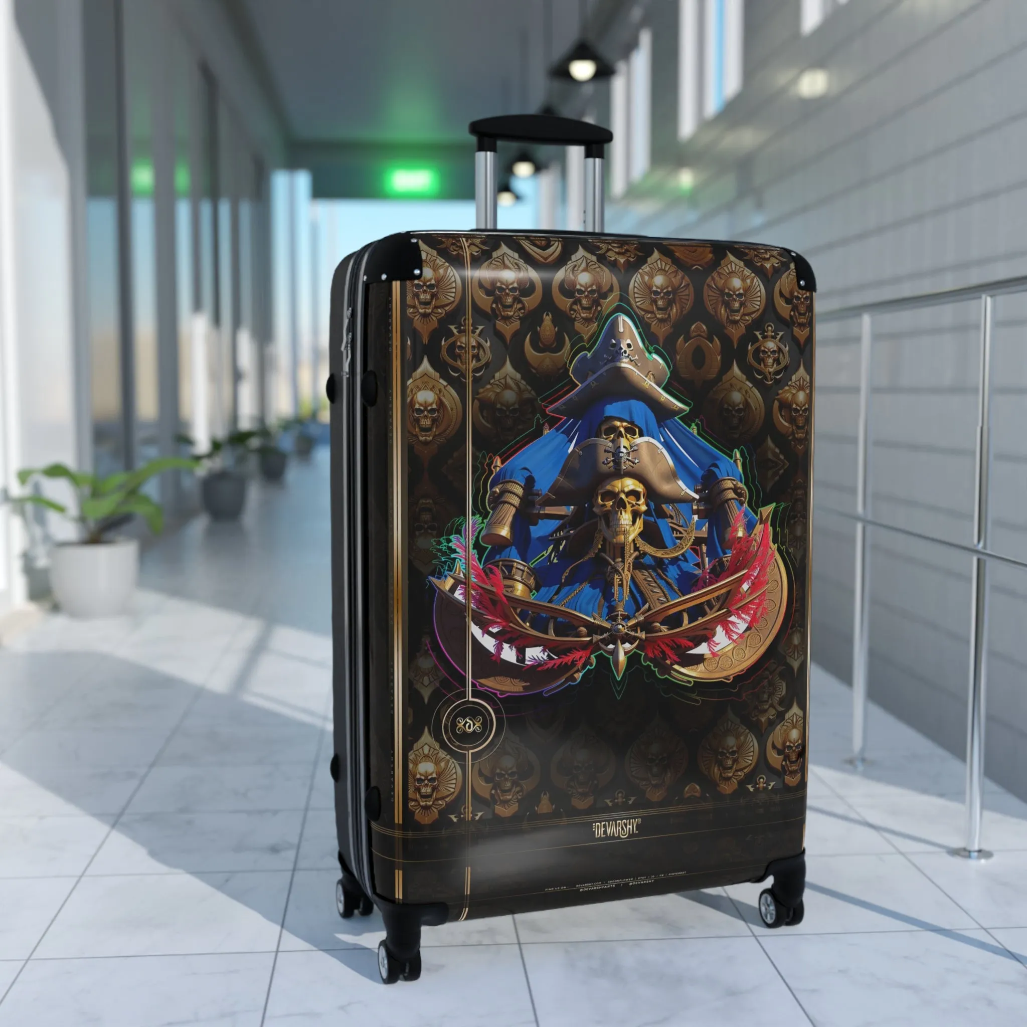 Skull Sailor Suitcase Carry-on Suitcase Gothic Travel Luggage Luxury Hard Shell Suitcase in 3 Sizes | D20198