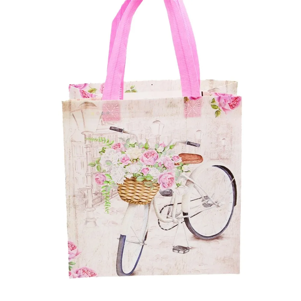 Small Silver Bicycle With Basket Printed PP Non-Woven Bag