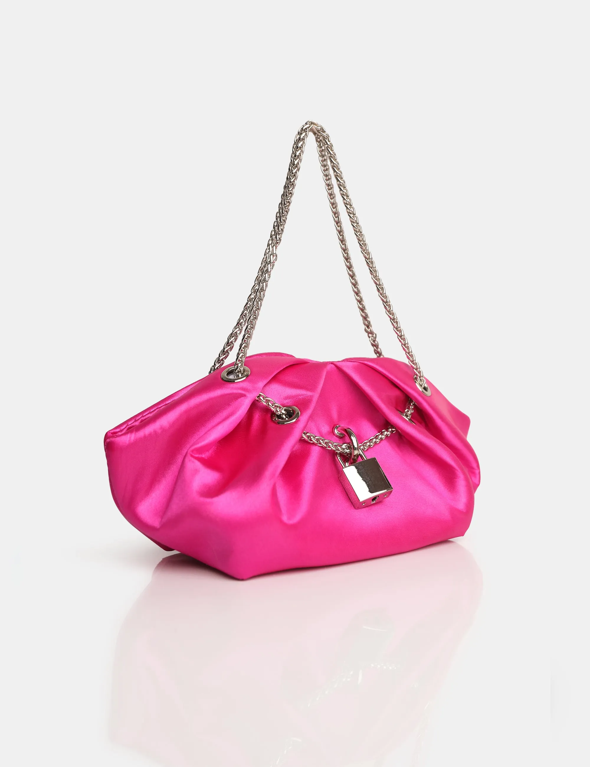 The Barbie Hot Pink Satin Lock and Chain Mini Bag