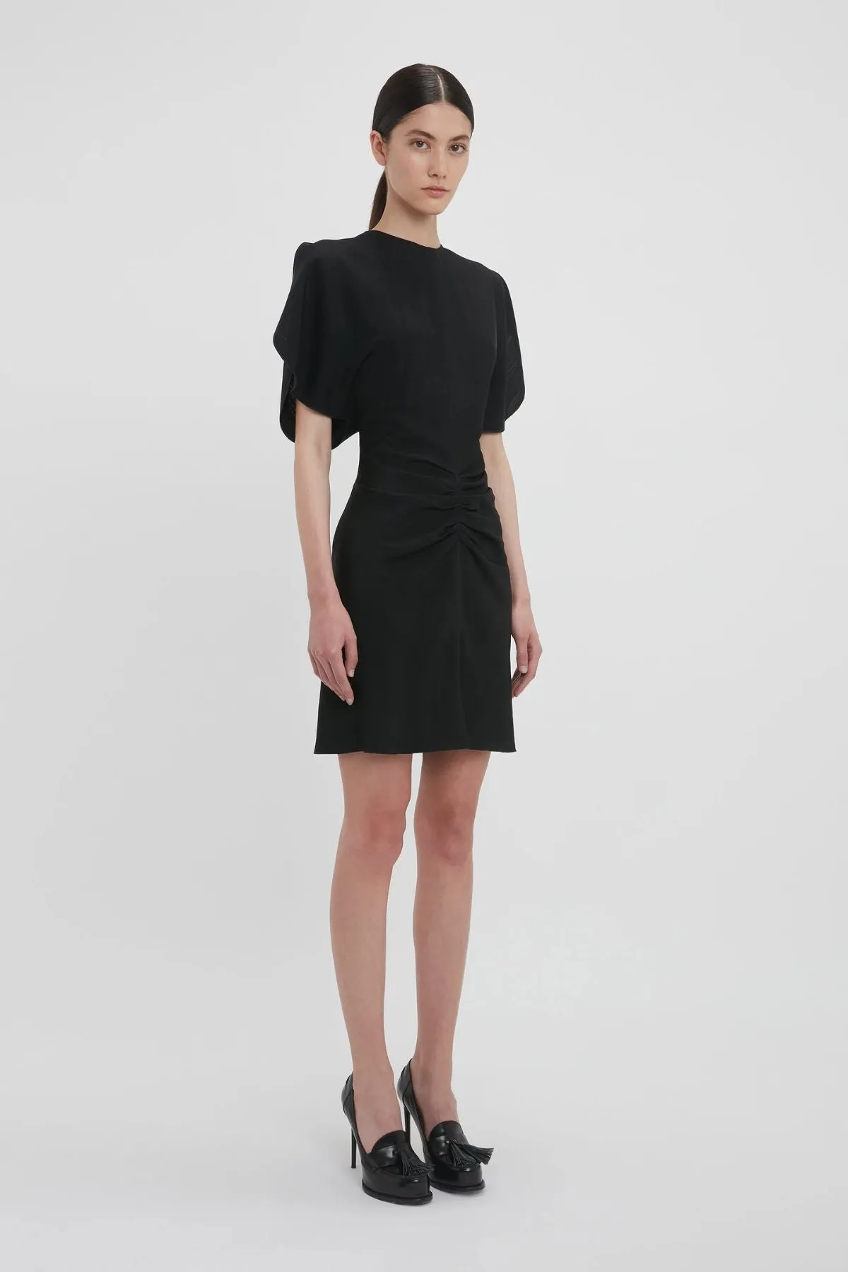 Victoria Beckham Gathered Waist Mini Dress - Black