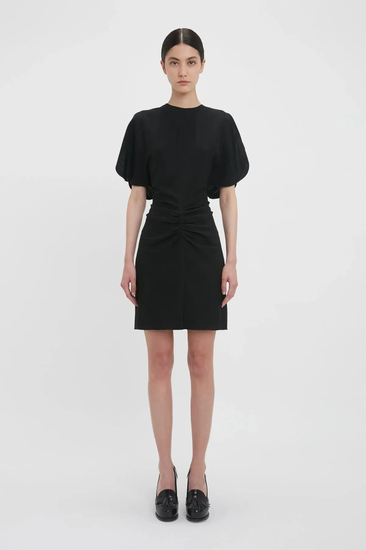 Victoria Beckham Gathered Waist Mini Dress - Black