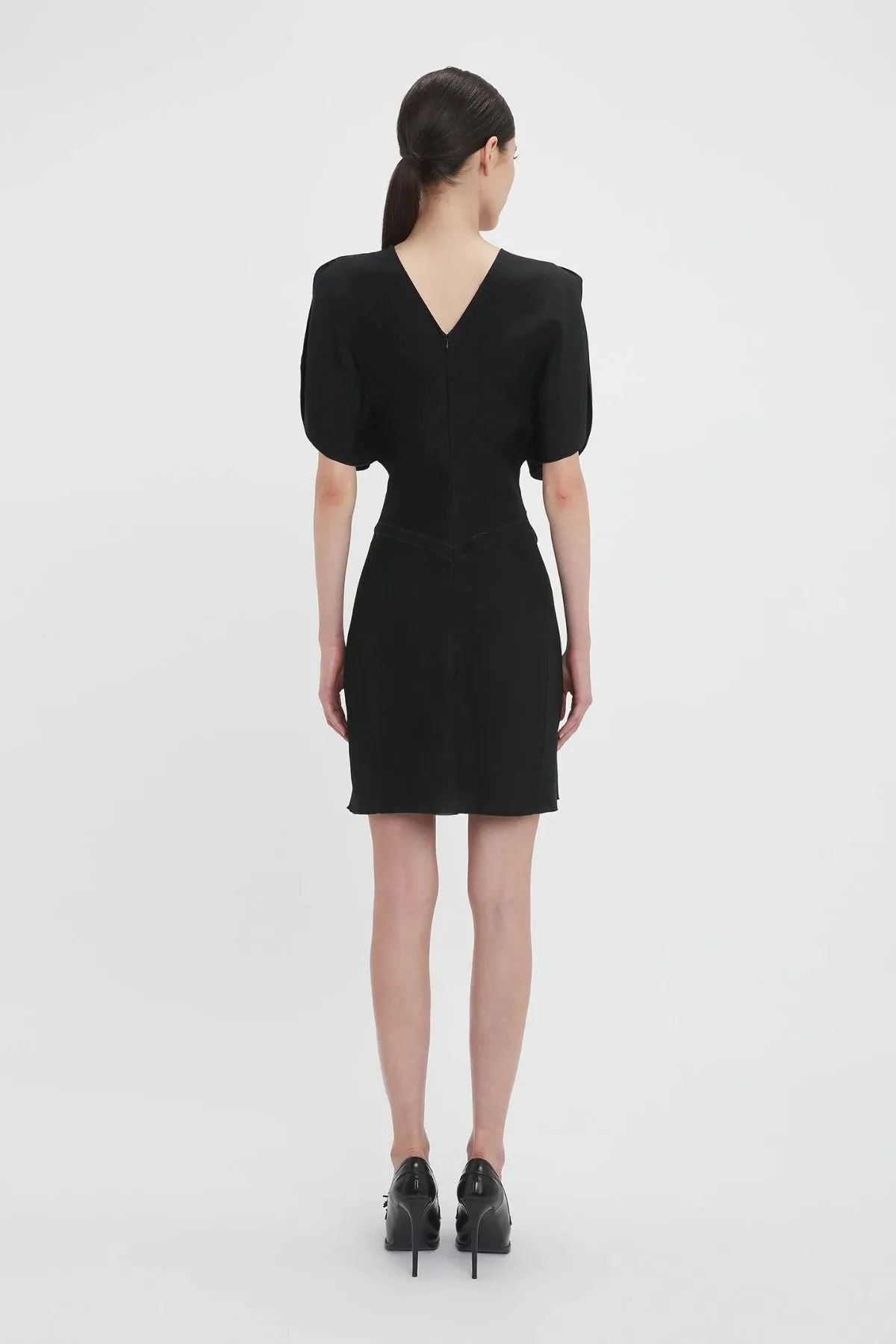 Victoria Beckham Gathered Waist Mini Dress - Black