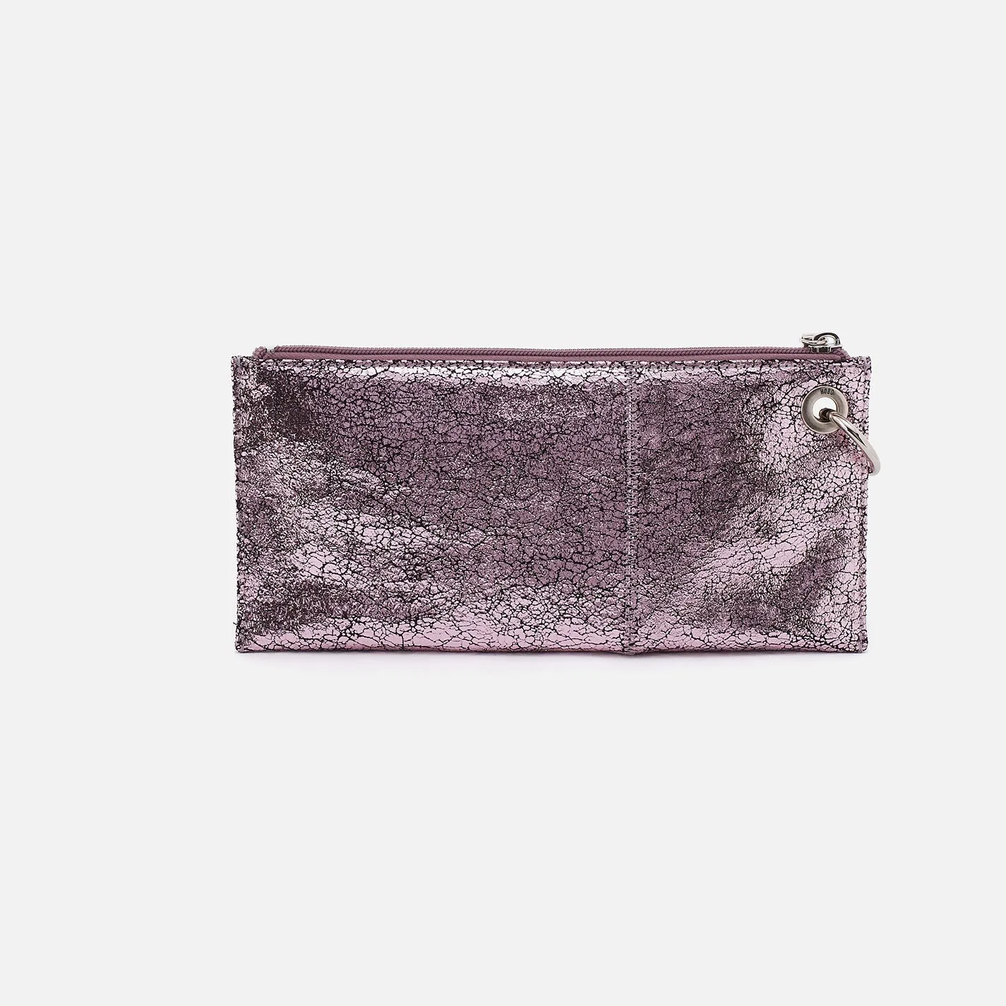 Vida Wristlet In Metallic Leather - Blush Crackle