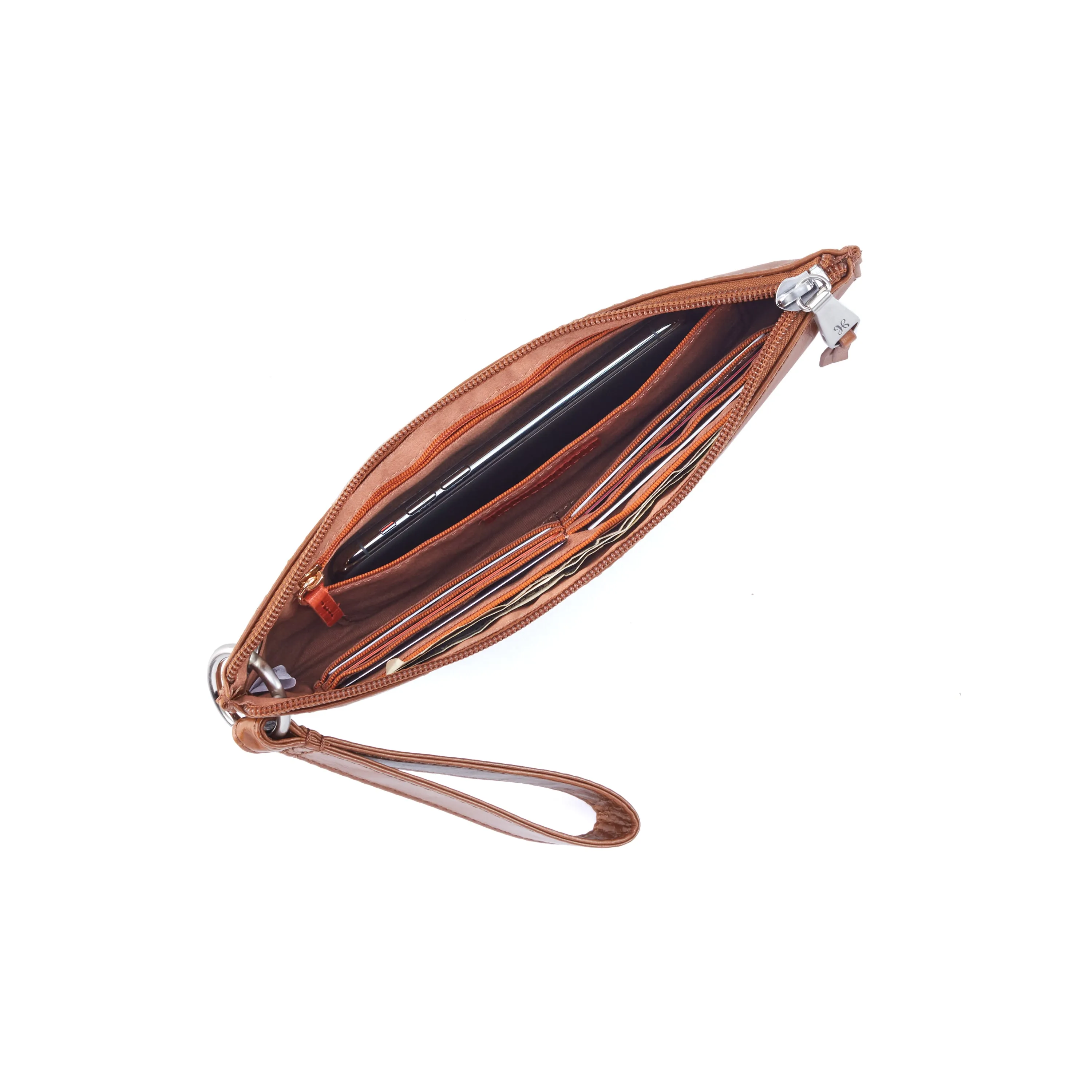 Vida Wristlet In Polished Leather - Natural