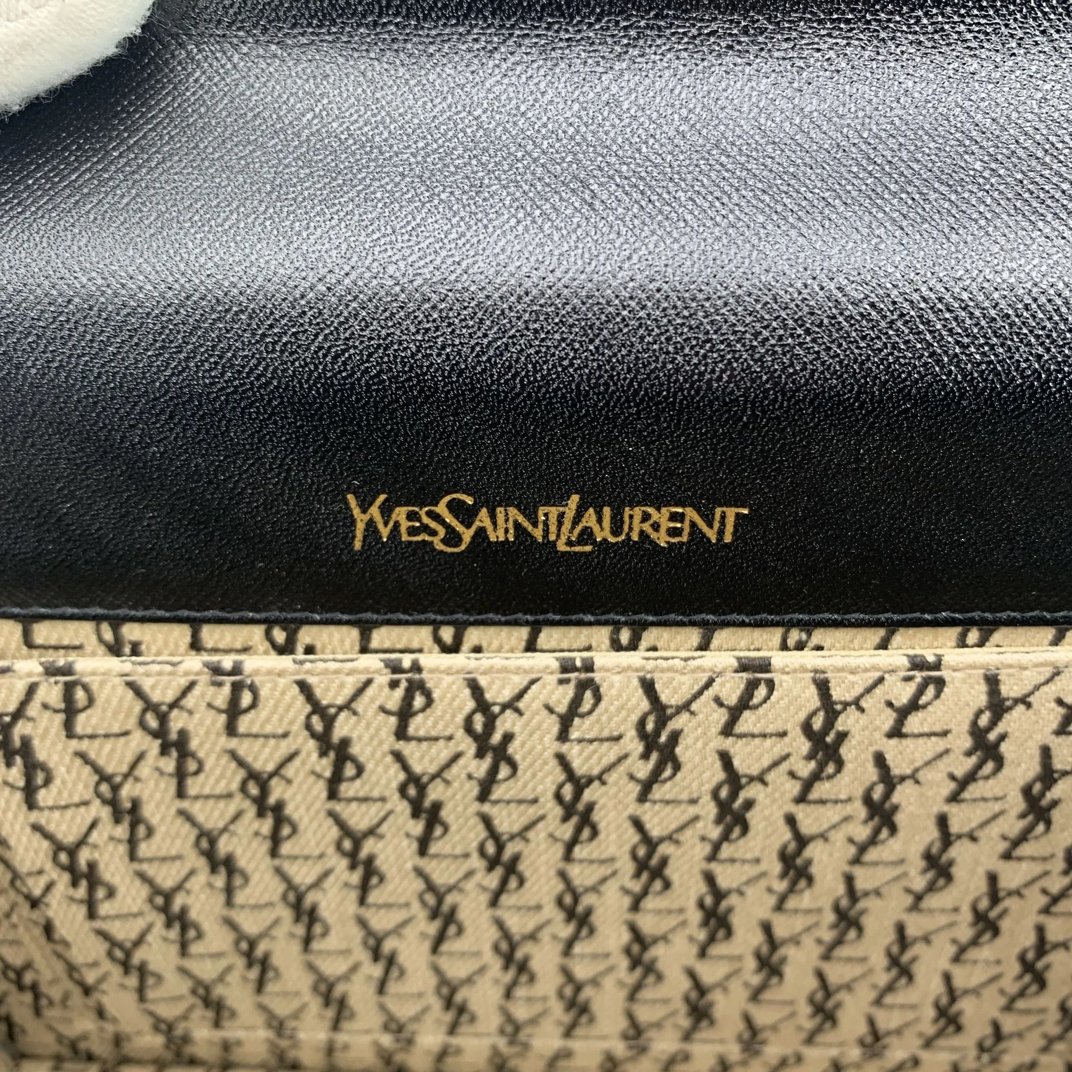 Yves Saint Laurent Vintage Black Leather Trapeze Clutch Bag Purse