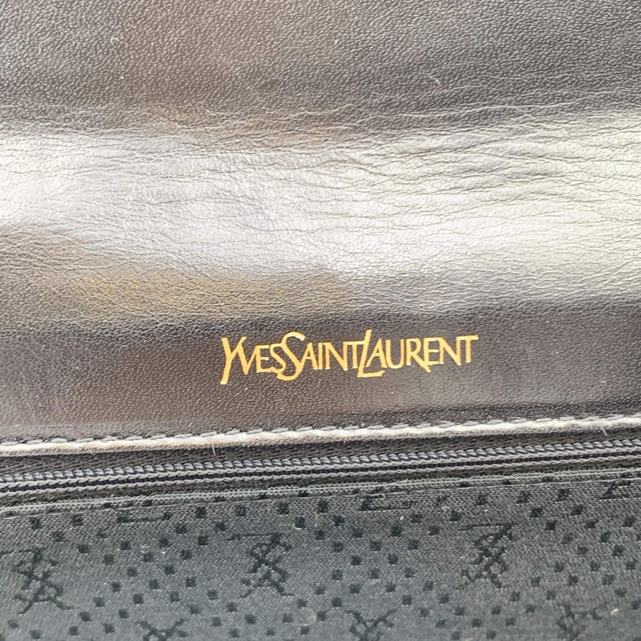 Yves Saint Laurent Vintage Embossed Patent Leather Clutch Bag